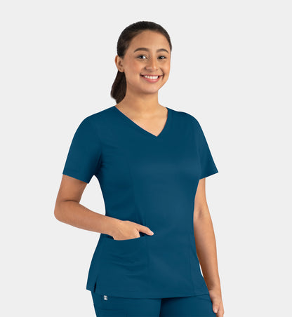 Matrix 3501 Women’s Double V-Neck Top Caribbean Blue