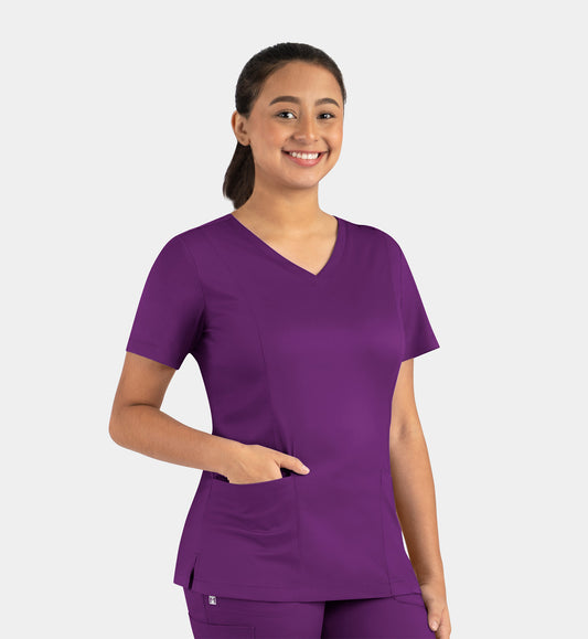 Matrix 3501 Women’s Double V-Neck Top HOLLYHOCK