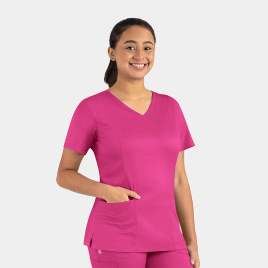 Matrix 3501 Women’s Double V-Neck Top Hot Pink