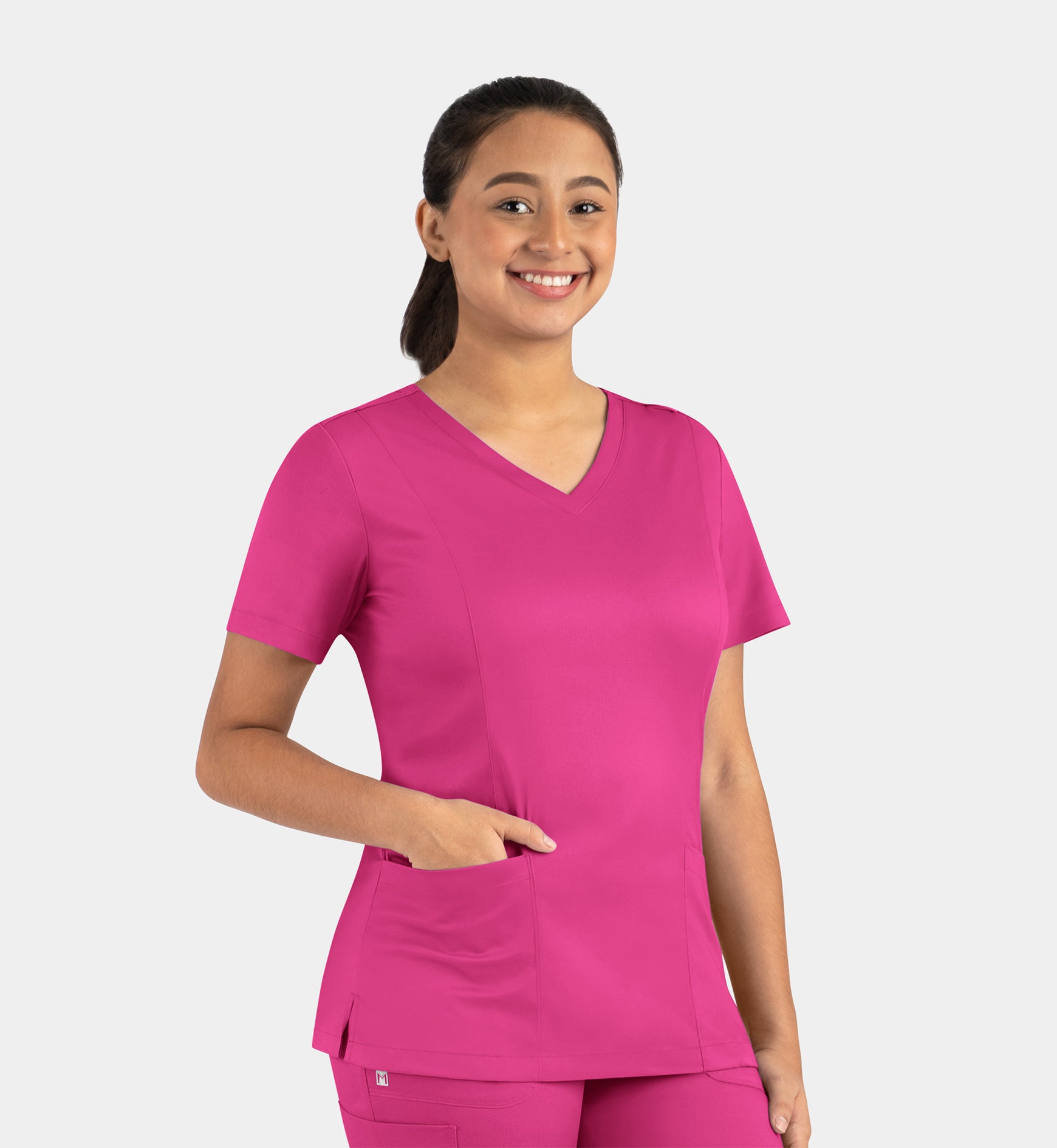Matrix 3501 Women’s Double V-Neck Top Hot Pink