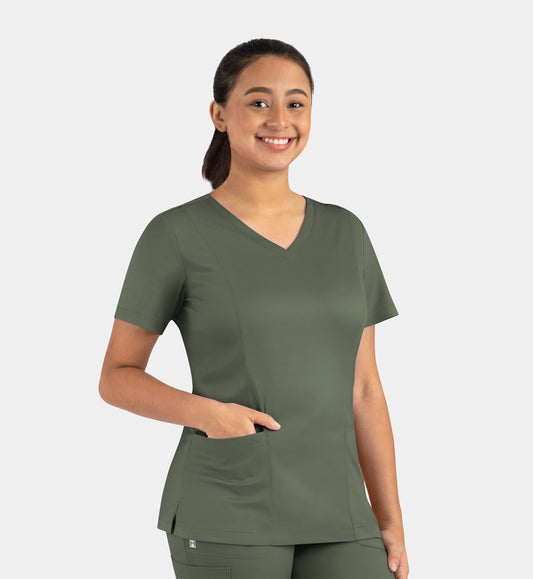 Matrix 3501 Women’s Double V-Neck Top Olive