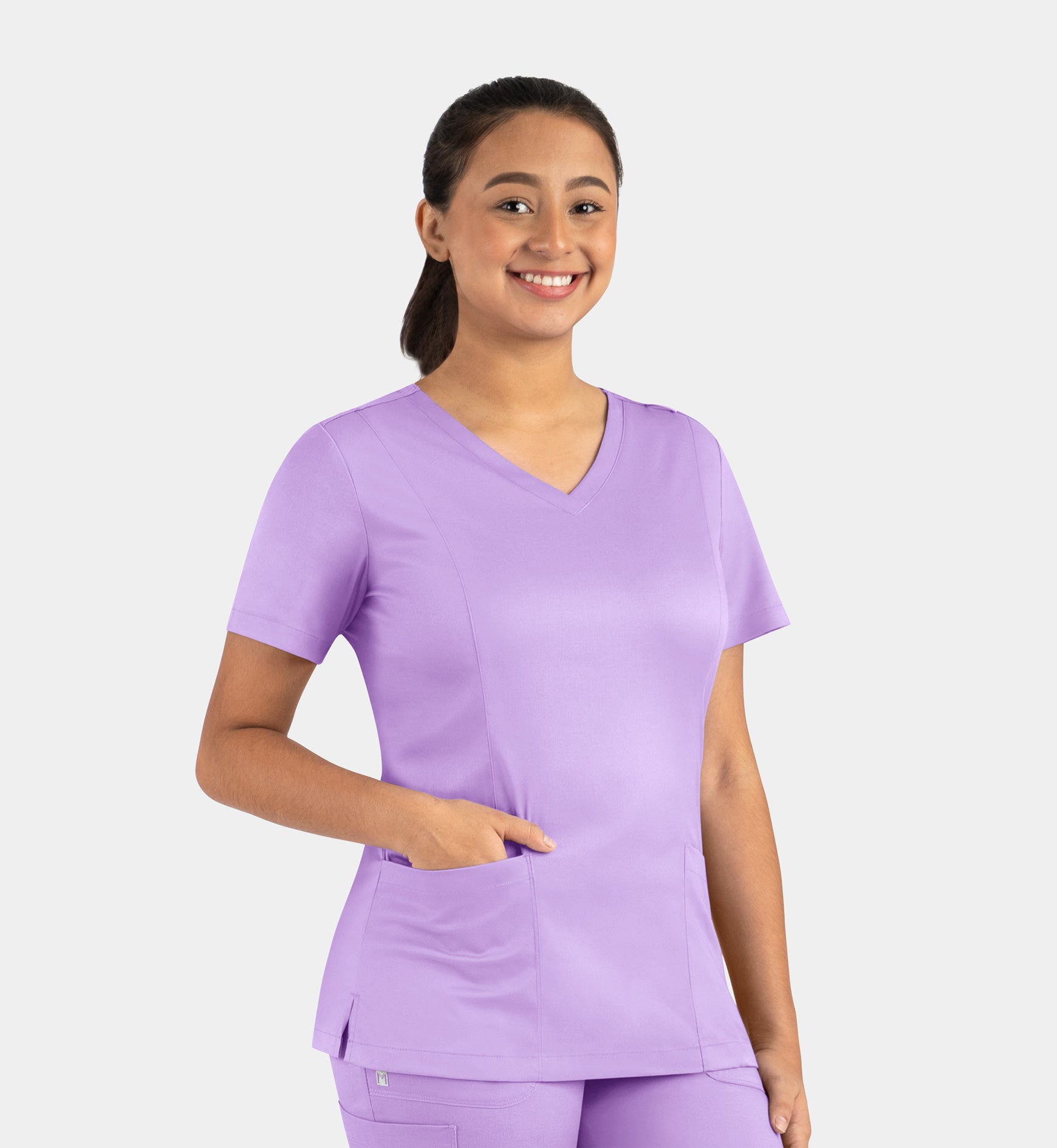 Matrix 3501 Women’s Double V-Neck Top Orchid Bouquet