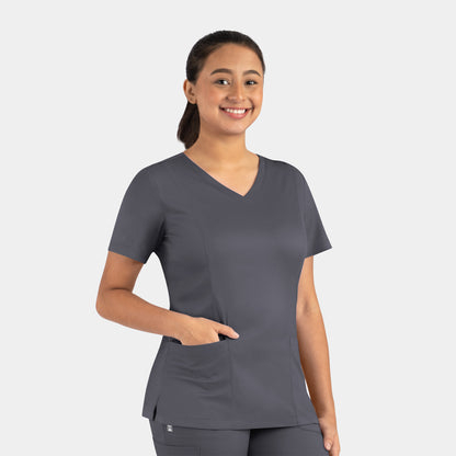 Matrix 3501 Women’s Double V-Neck Top Pewter