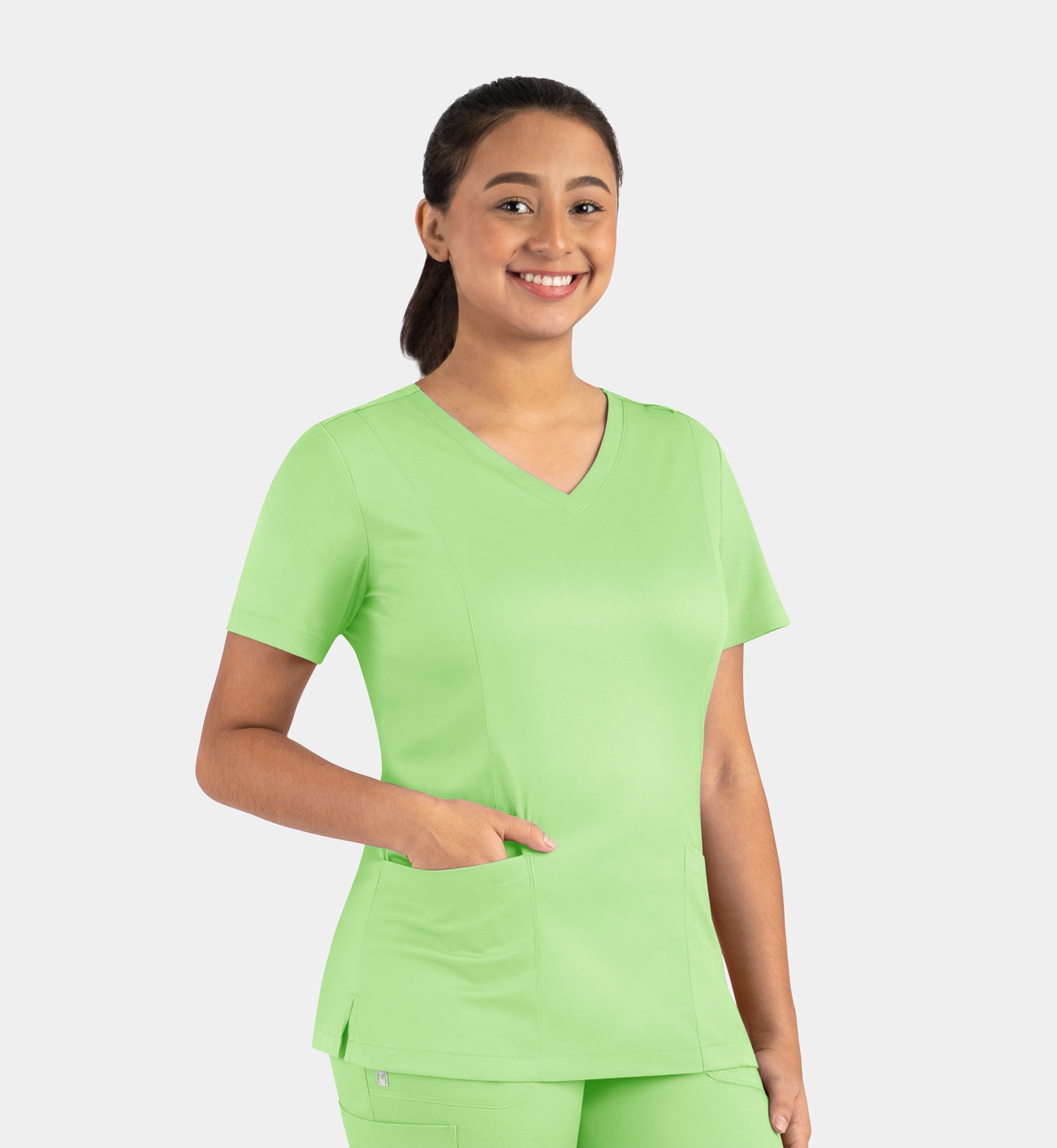 Matrix 3501 Women’s Double V-Neck Top Patina Green