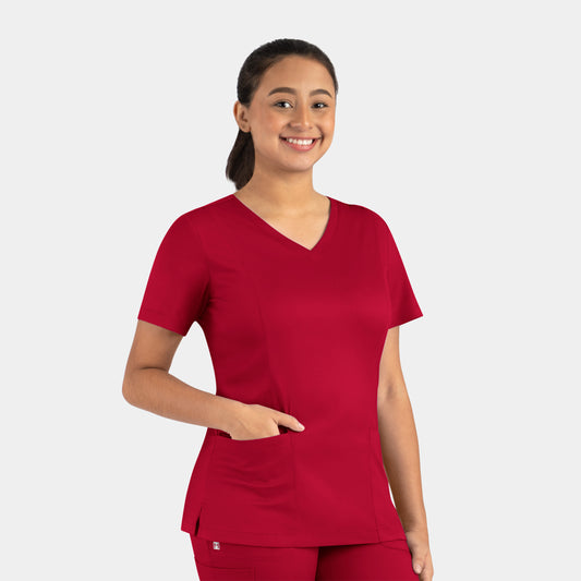 Matrix 3501 Women’s Double V-Neck Top Red