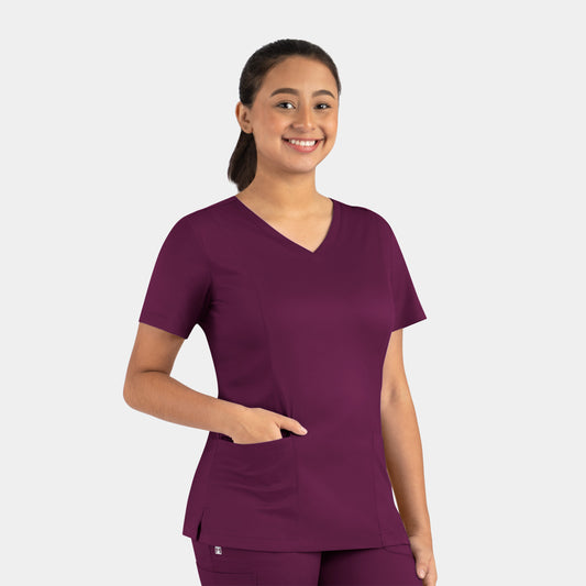 Matrix 3501 Women’s Double V-Neck Top Wine