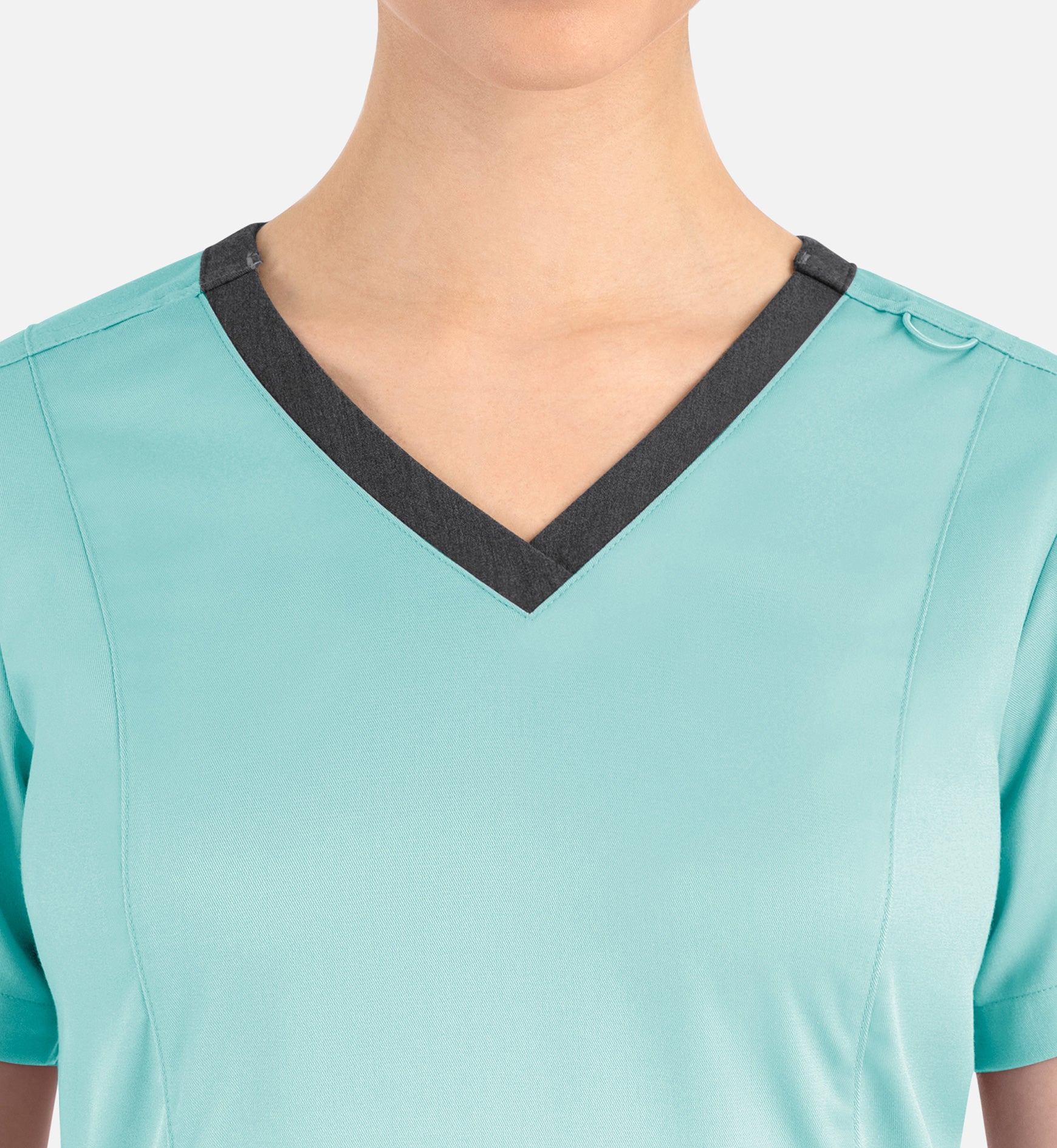 Matrix 3502 Women’s Contrast Double V-Neck Top Aruba Blue