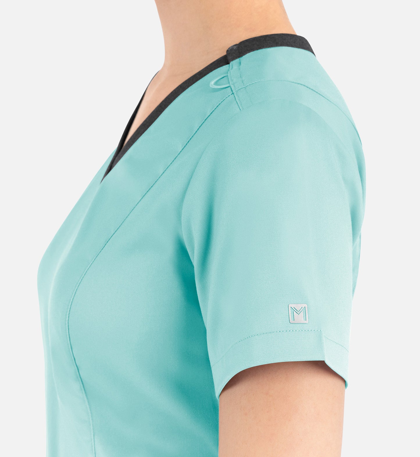 Matrix 3502 Women’s Contrast Double V-Neck Top Aruba Blue
