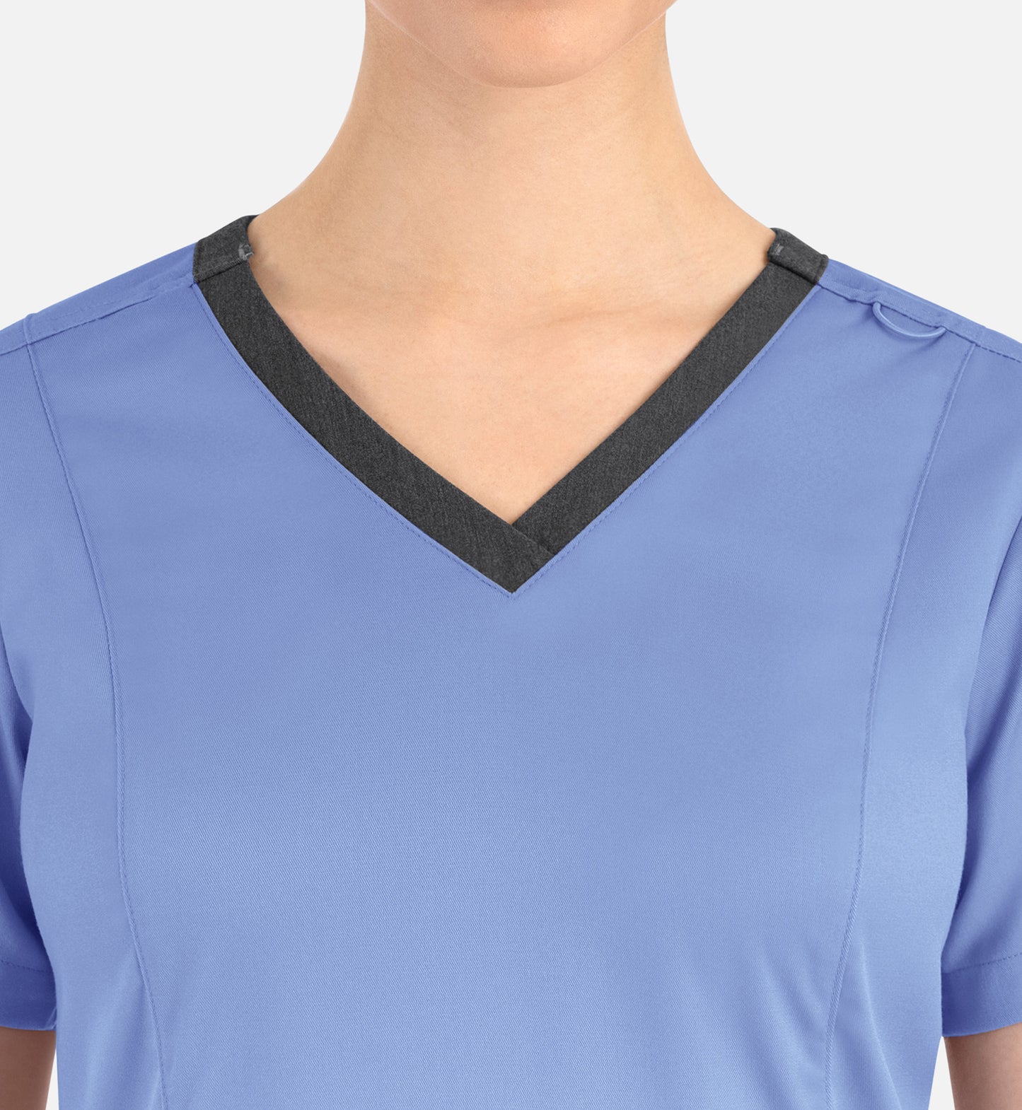 Matrix 3502 Women’s Contrast Double V-Neck Top Ceil Blue