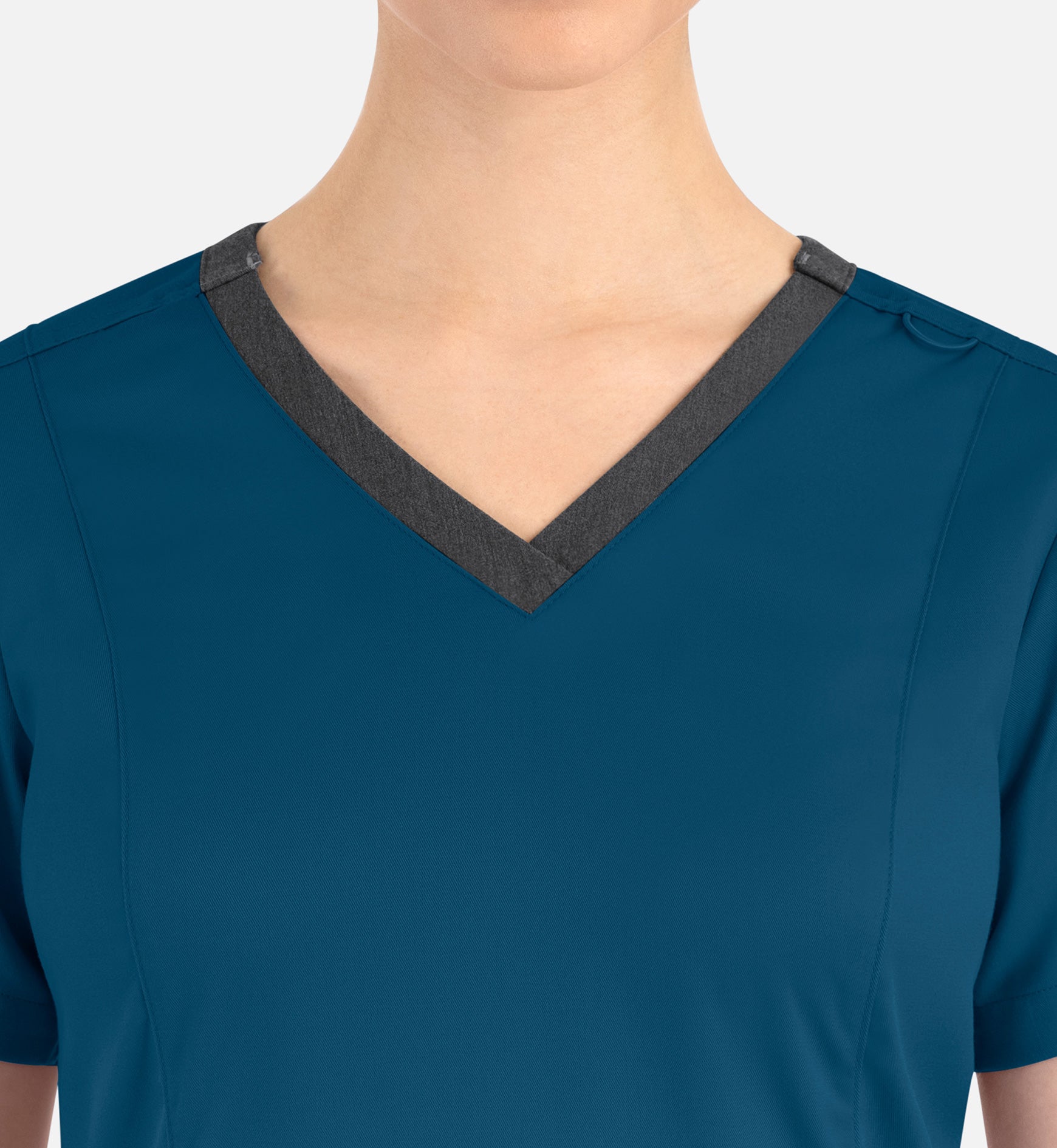 Matrix 3502 Women’s Contrast Double V-Neck Top Caribbean Blue