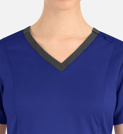 Matrix 3502 Women’s Contrast Double V-Neck Top Galaxy Blue