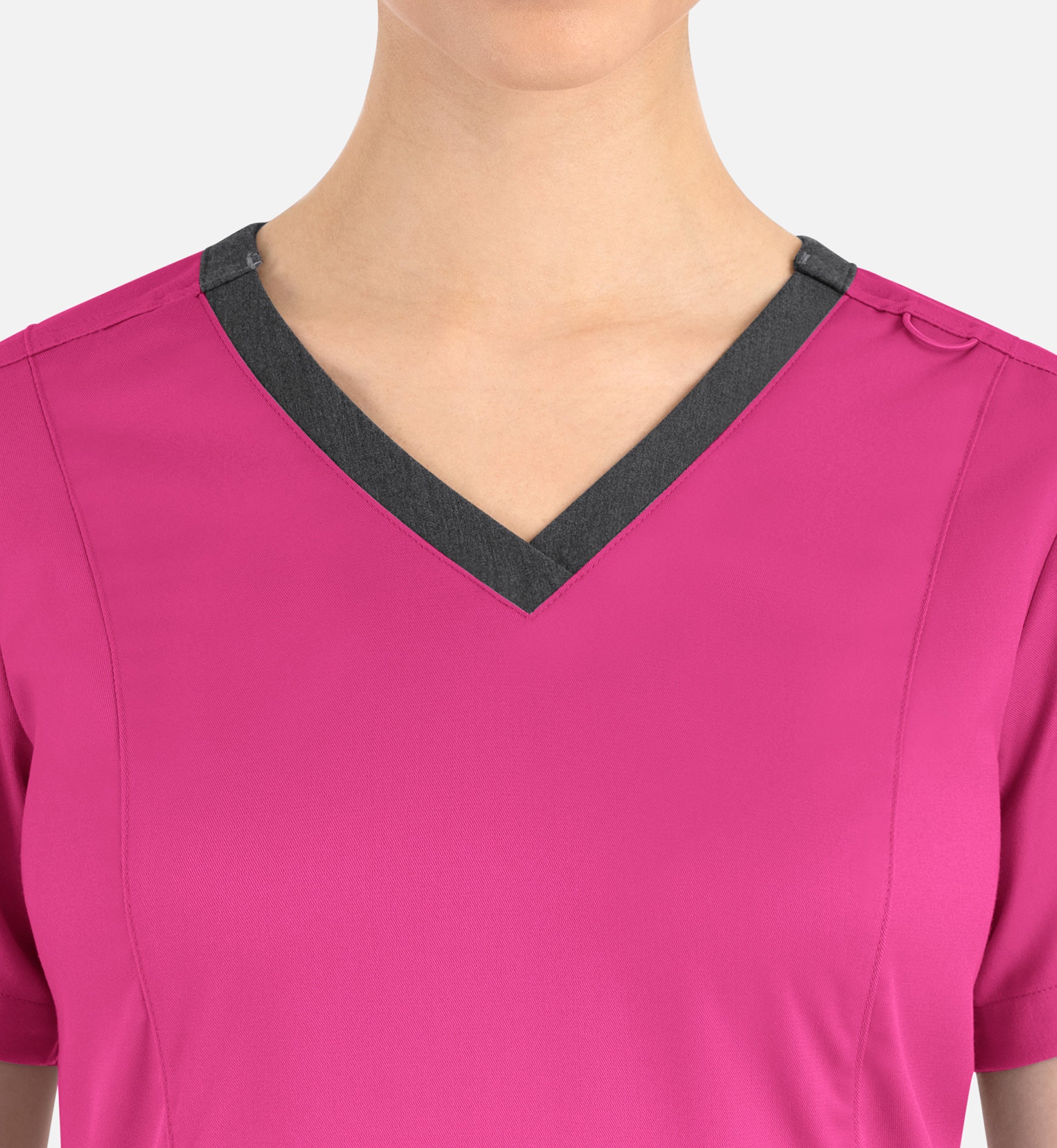 Matrix 3502 Women’s Contrast Double V-Neck Top Hot Pink