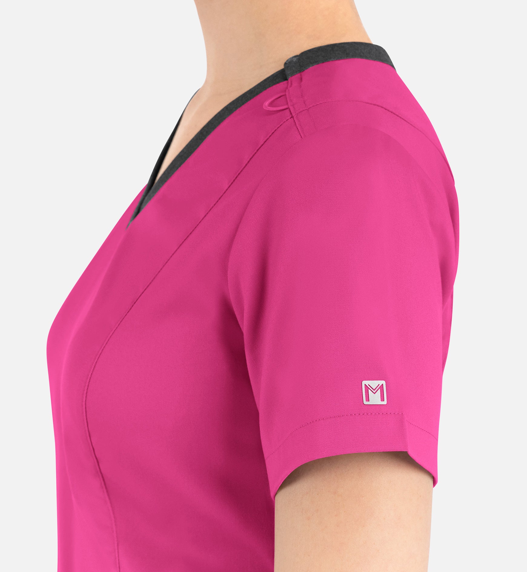 Matrix 3502 Women’s Contrast Double V-Neck Top Hot Pink