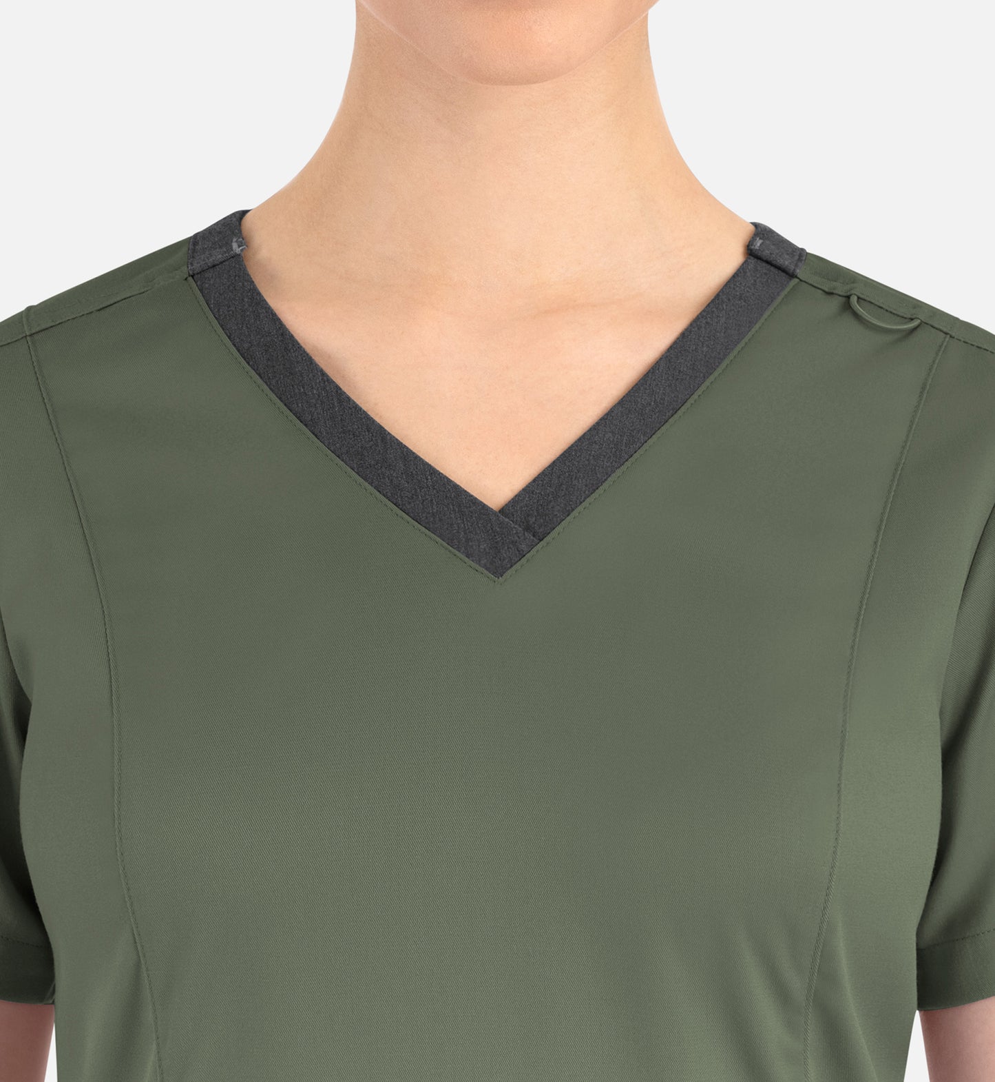 Matrix 3502 Women’s Contrast Double V-Neck Top Olive