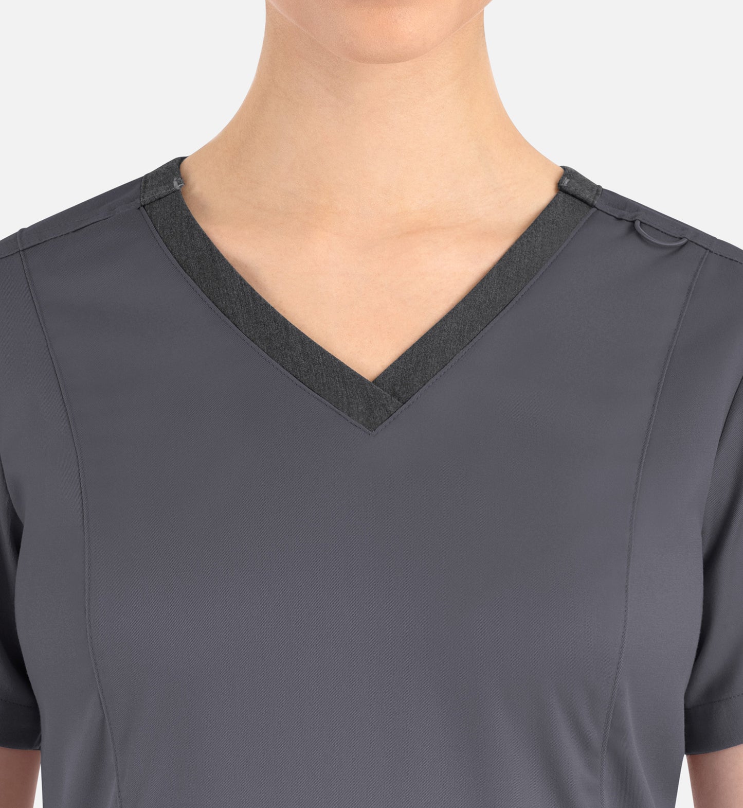 Matrix 3502 Women’s Contrast Double V-Neck Top Pewter