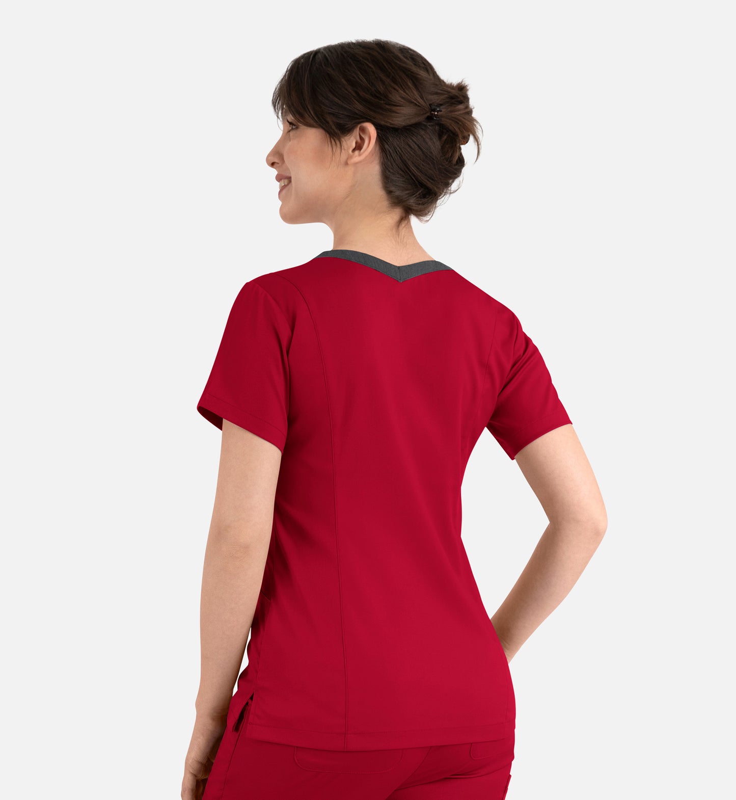 Matrix 3502 Women’s Contrast Double V-Neck Top Red