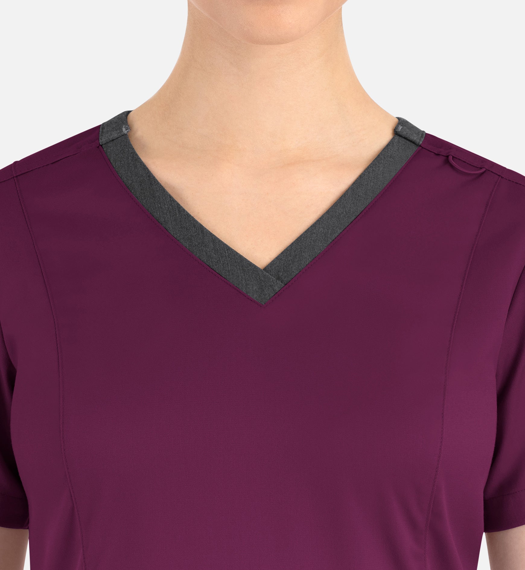 Matrix 3502 Women’s Contrast Double V-Neck Top Wine