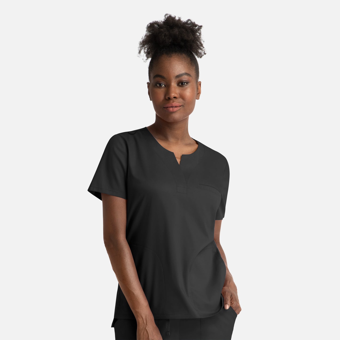 Matrix 3504 Women’s Notched Crew Neck Top Black