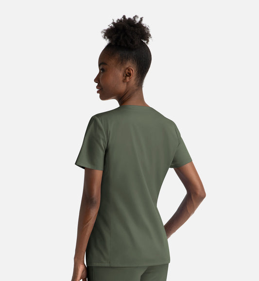 Matrix 3504 Women’s Notched Crew Neck Top Olive