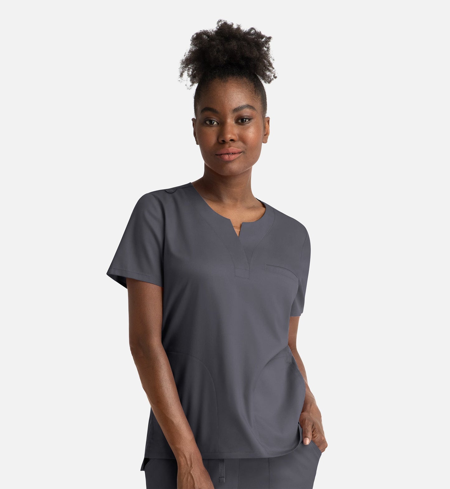 Matrix 3504 Women’s Notched Crew Neck Top Pewter