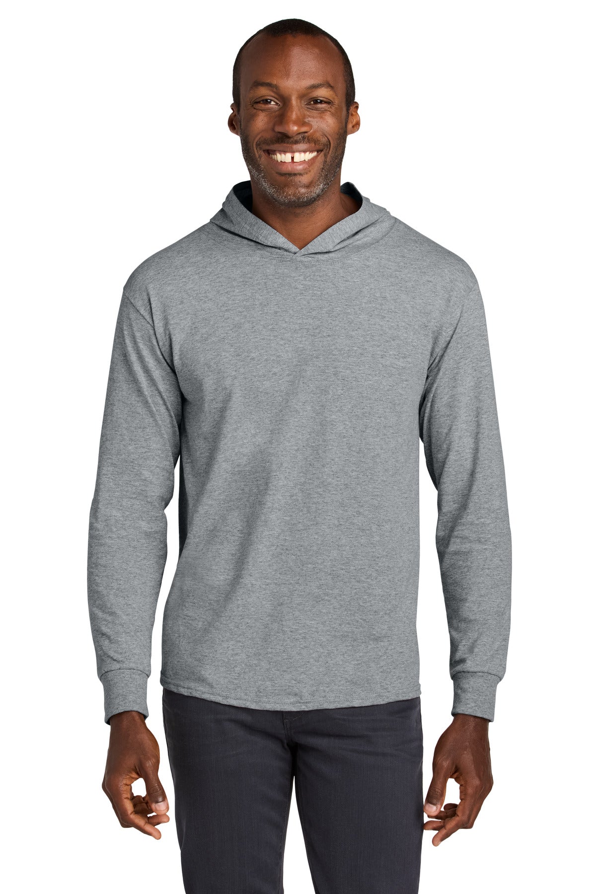 Jerzees Classics Unisex Cotton Long Sleeve Hooded T-Shirt 363LH Athletic Heather