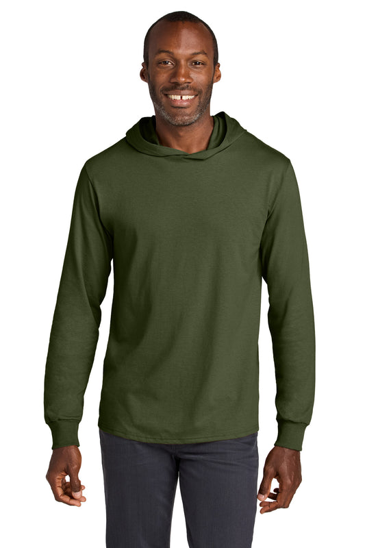 Jerzees Classics Unisex Cotton Long Sleeve Hooded T-Shirt 363LH Military Green