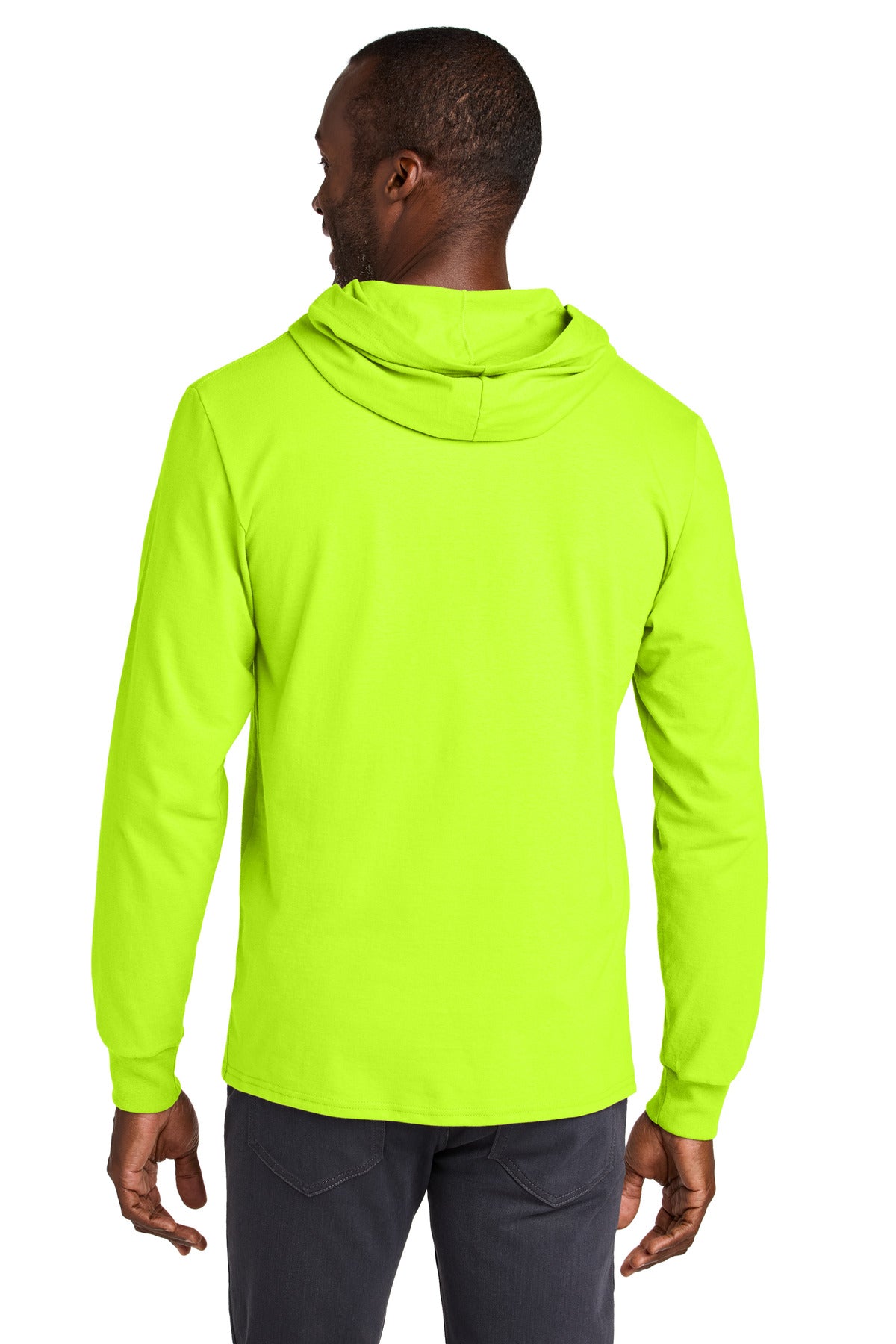 Jerzees Classics Unisex Cotton Long Sleeve Hooded T-Shirt 363LH Safety Green