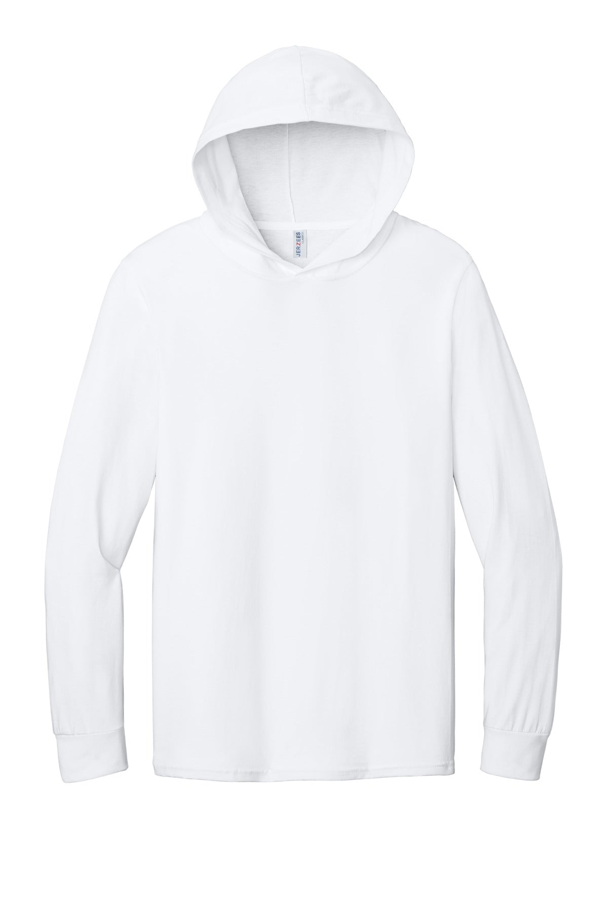 Jerzees Classics Unisex Cotton Long Sleeve Hooded T-Shirt 363LH White
