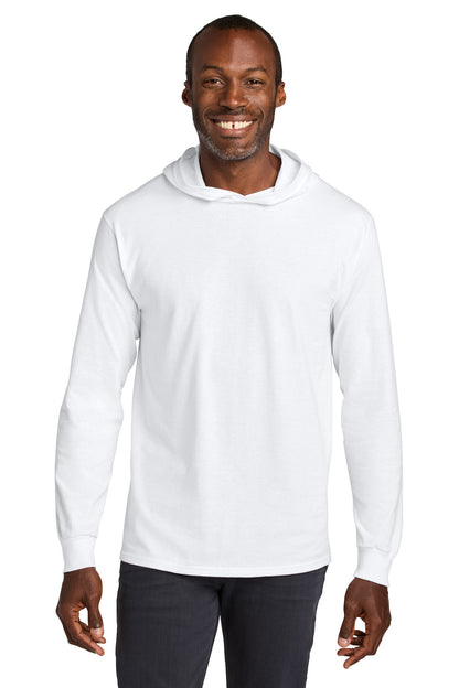 Jerzees Classics Unisex Cotton Long Sleeve Hooded T-Shirt 363LH White