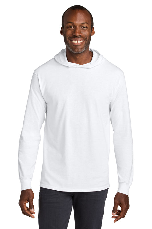 Jerzees Classics Unisex Cotton Long Sleeve Hooded T-Shirt 363LH White