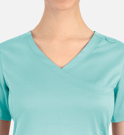 Matrix 3701 Women’s Curved Mock Wrap Top Aruba Blue