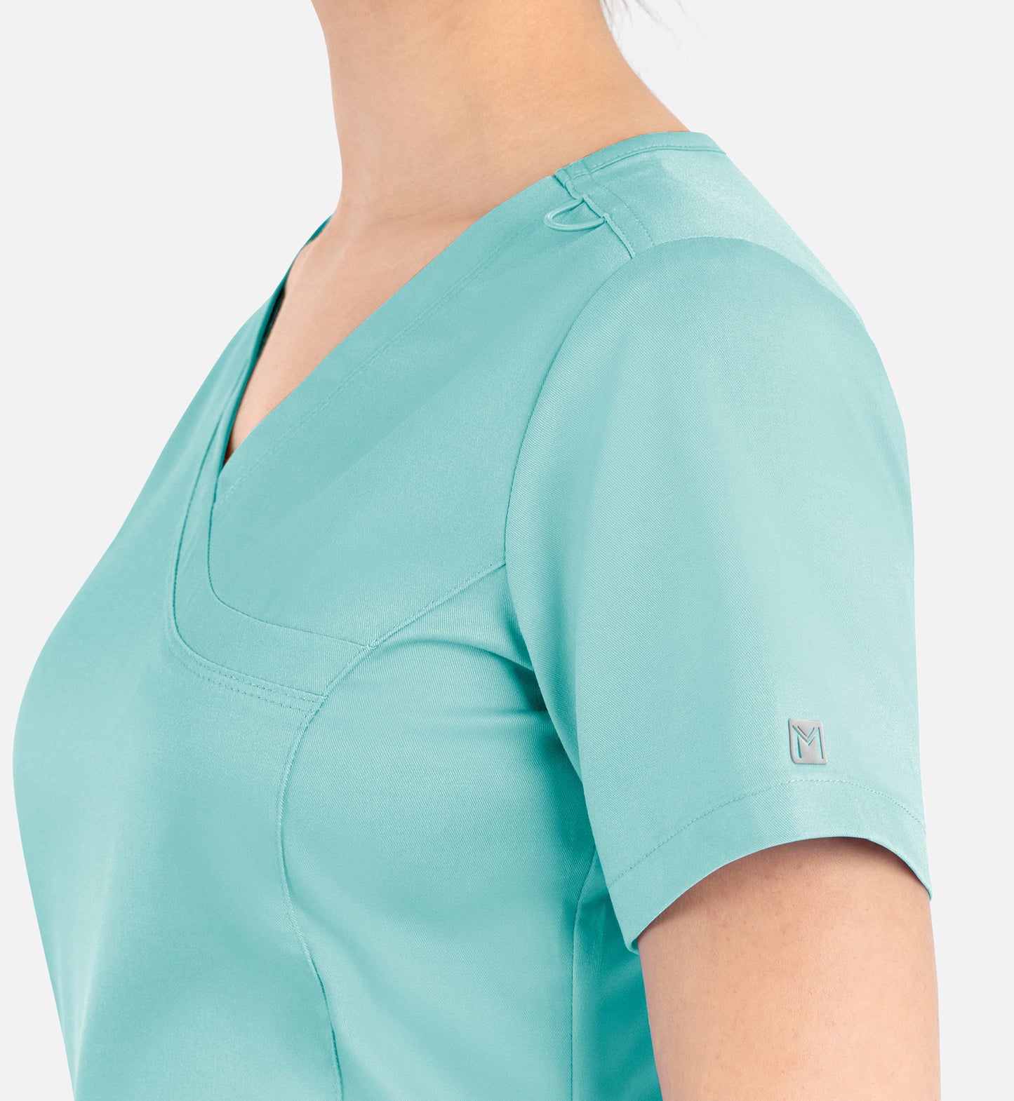 Matrix 3701 Women’s Curved Mock Wrap Top Aruba Blue