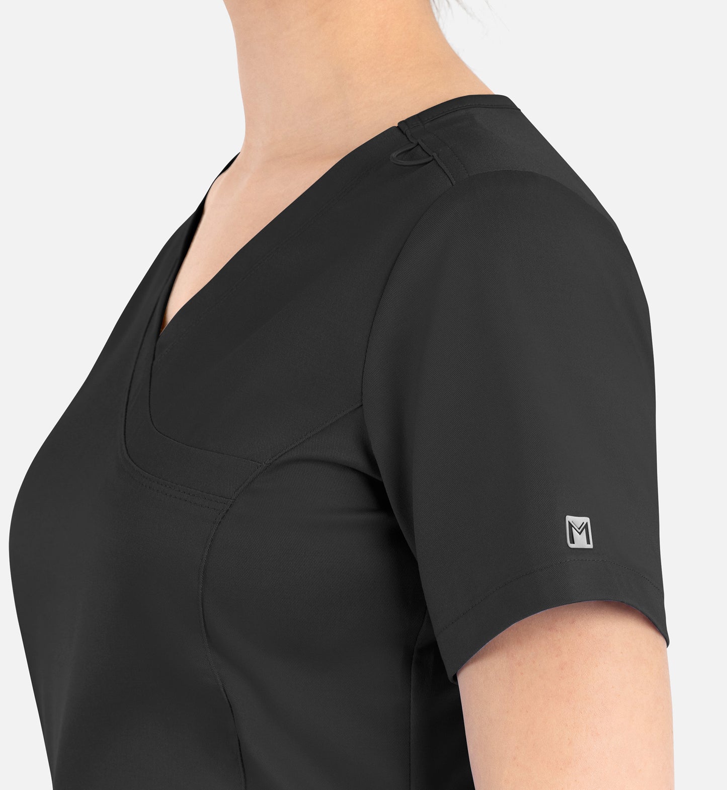 Matrix 3701 Women’s Curved Mock Wrap Top Black