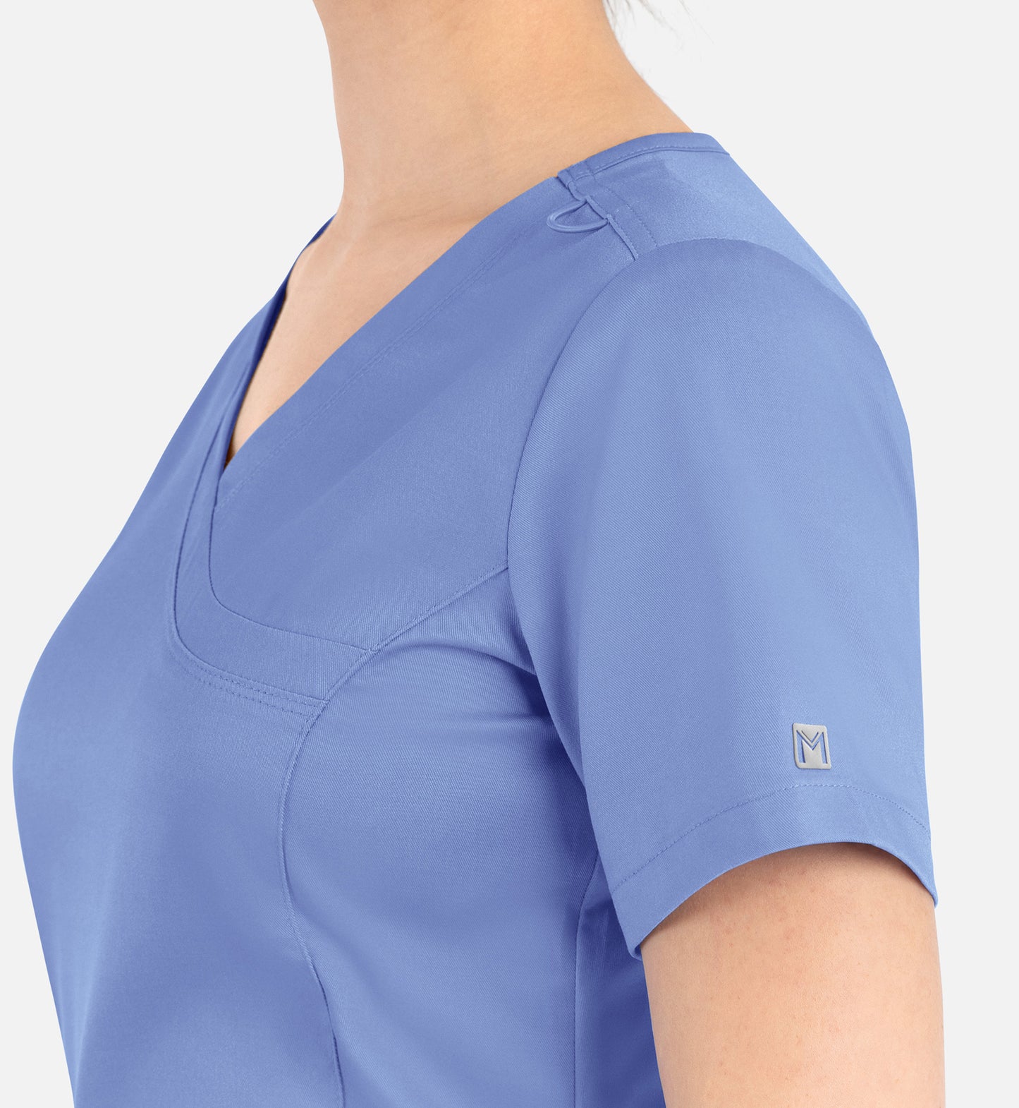 Matrix 3701 Women’s Curved Mock Wrap Top Ceil Blue