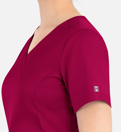 Matrix 3701 Women’s Curved Mock Wrap Top Cherries Jubilee