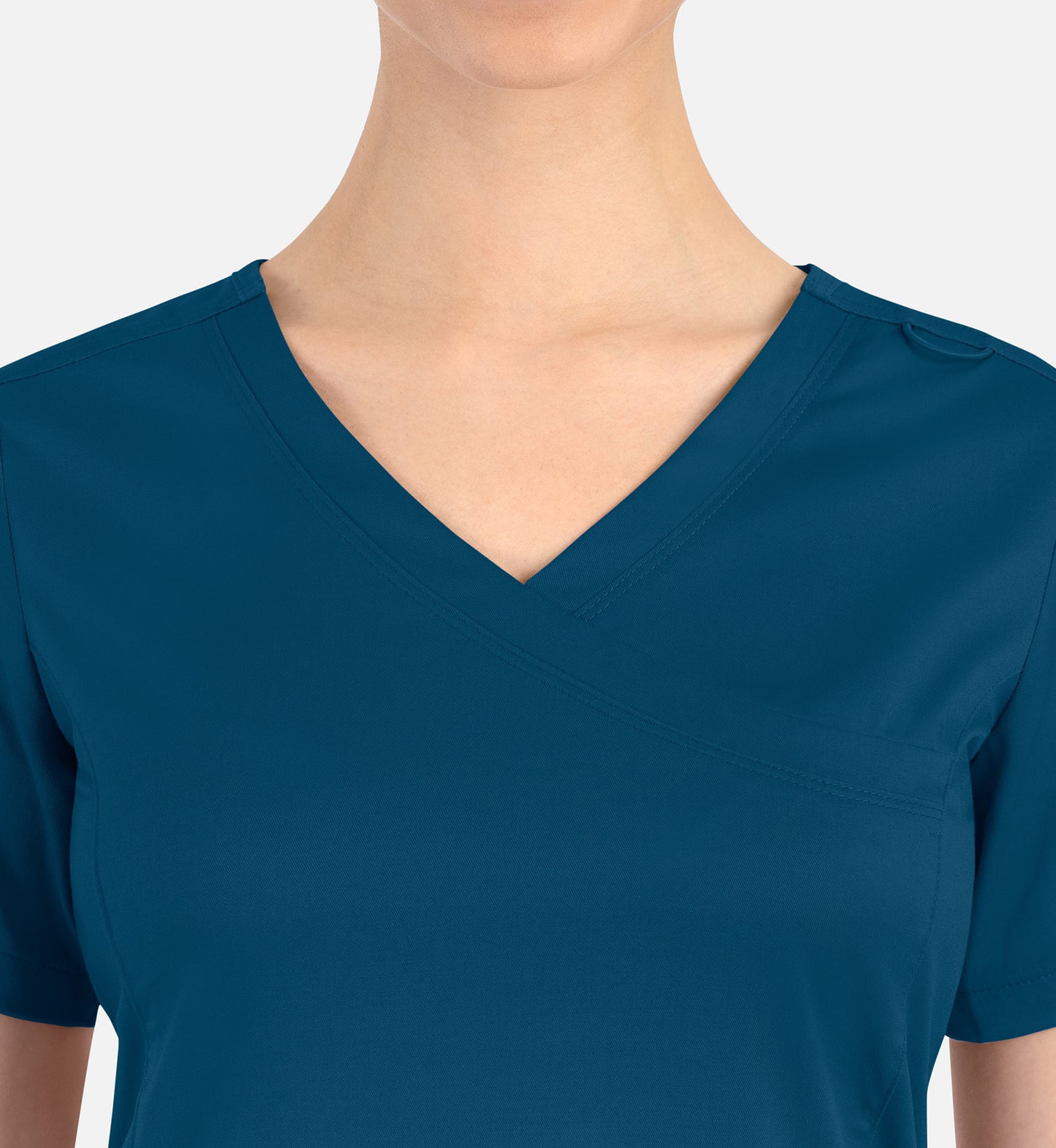 Matrix 3701 Women’s Curved Mock Wrap Top Caribbean Blue