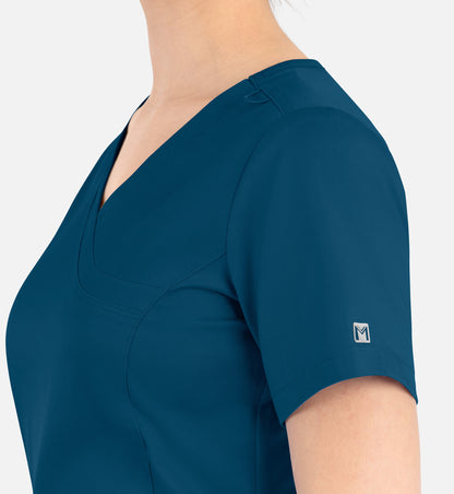 Matrix 3701 Women’s Curved Mock Wrap Top Caribbean Blue