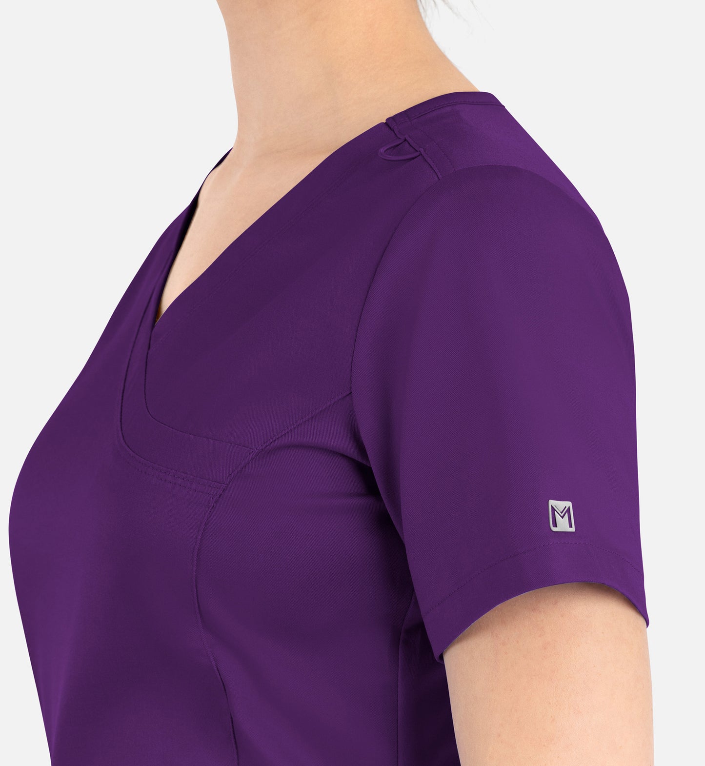 Matrix 3701 Women’s Curved Mock Wrap Top Egg plant