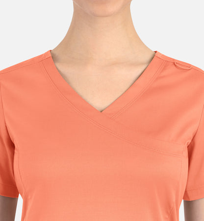 Matrix 3701 Women’s Curved Mock Wrap Top Fresh Salmon