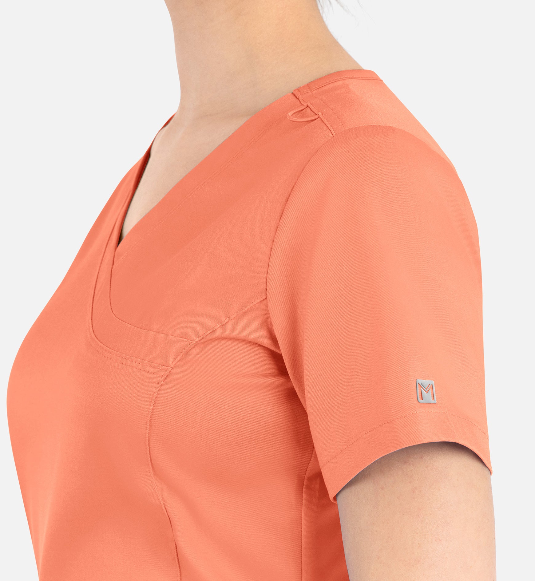 Matrix 3701 Women’s Curved Mock Wrap Top Fresh Salmon