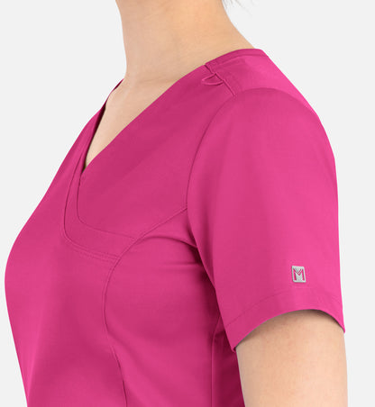 Matrix 3701 Women’s Curved Mock Wrap Top Hot Pink