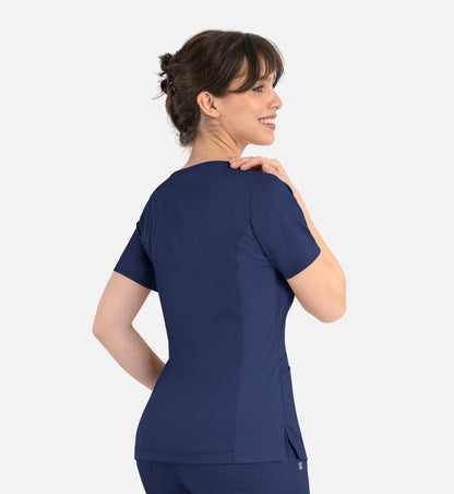 Matrix 3701 Women’s Curved Mock Wrap Top Navy