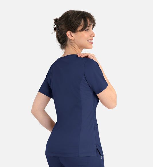 Matrix 3701 Women’s Curved Mock Wrap Top Navy