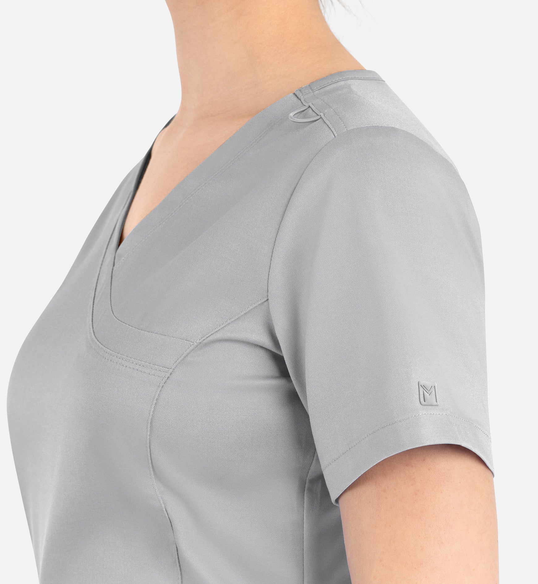 Matrix 3701 Women’s Curved Mock Wrap Top Quiet Grey