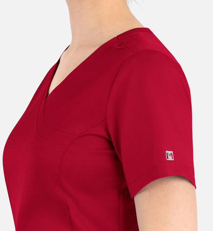 Matrix 3701 Women’s Curved Mock Wrap Top Red