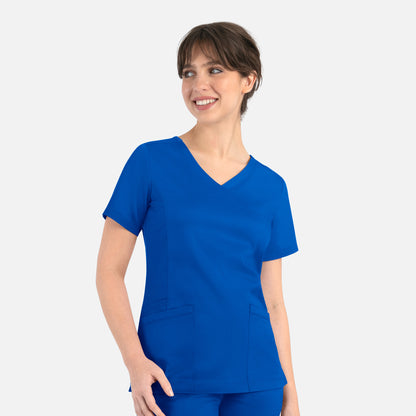 Matrix 3701 Women’s Curved Mock Wrap Top Royal Blue