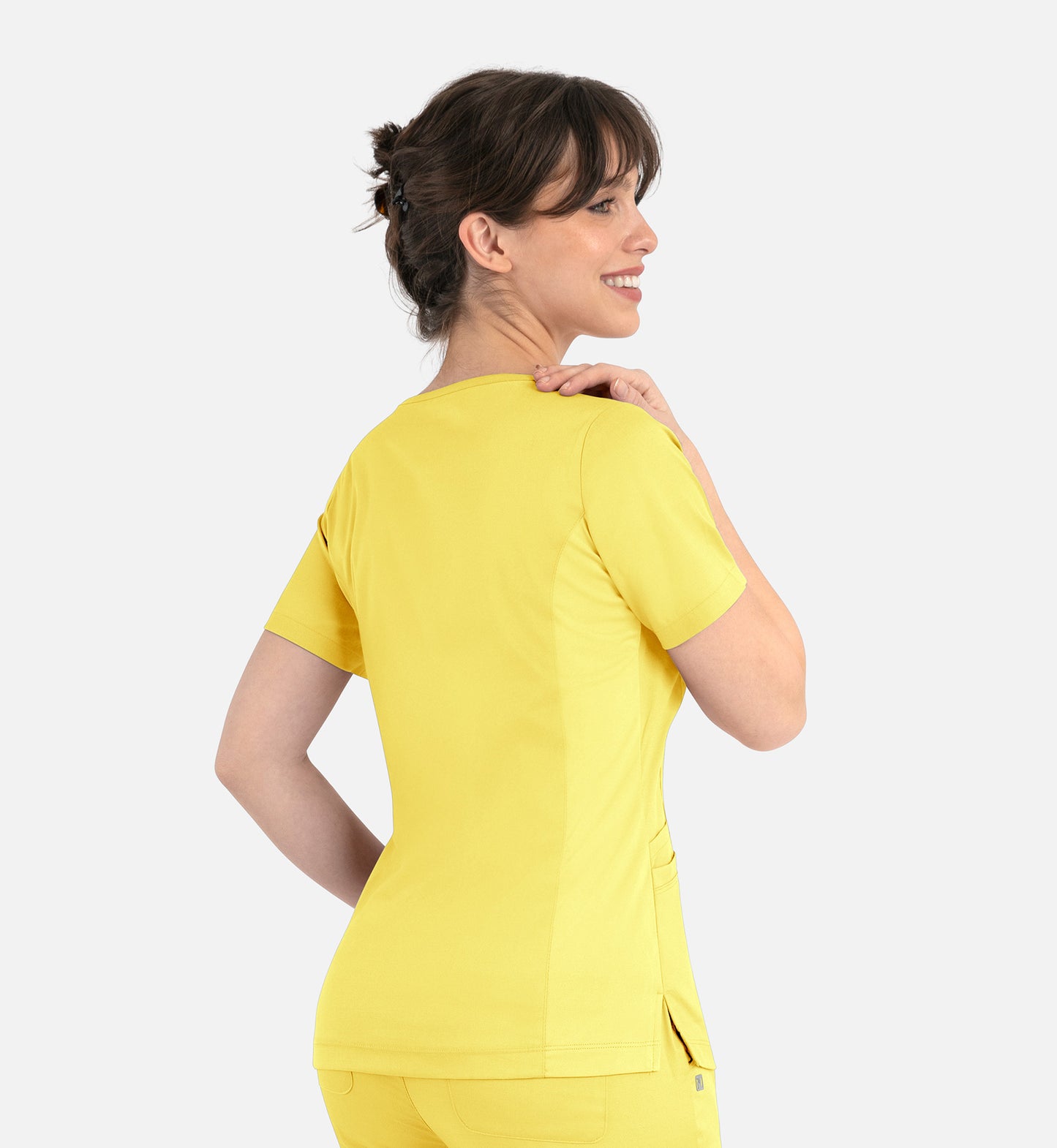 Matrix 3701 Women’s Curved Mock Wrap Top Sunshine