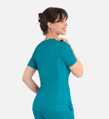 Matrix 3701 Women’s Curved Mock Wrap Top Teal