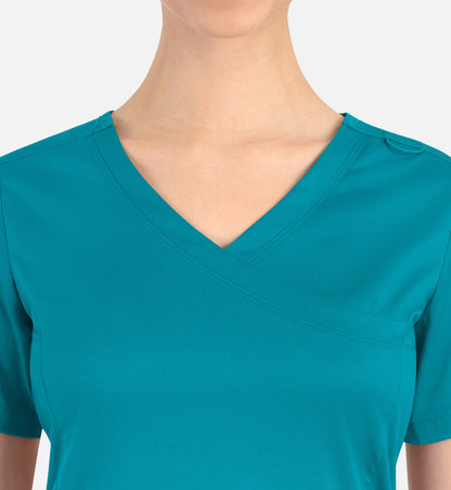 Matrix 3701 Women’s Curved Mock Wrap Top Teal