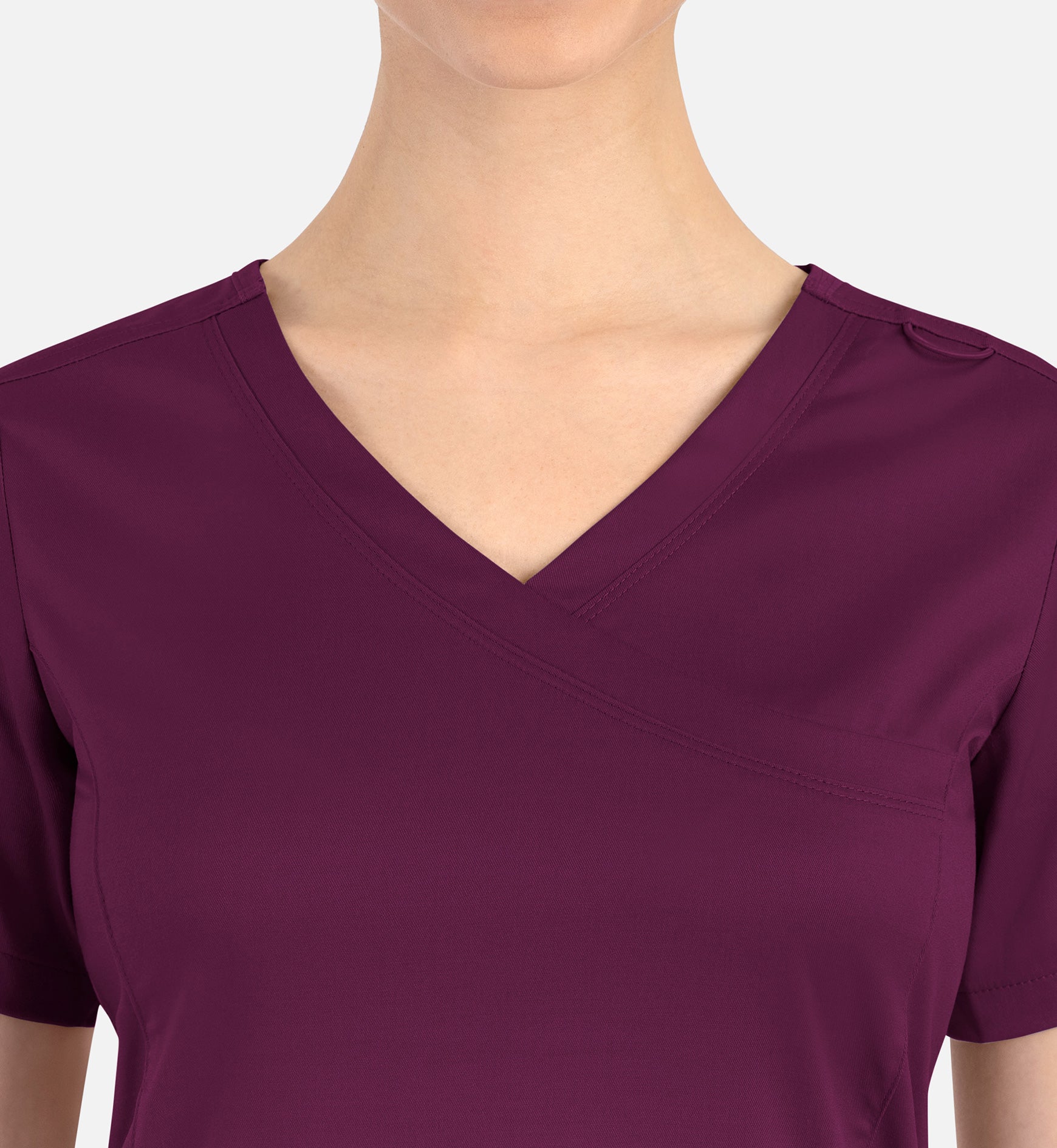 Matrix 3701 Women’s Curved Mock Wrap Top Wine